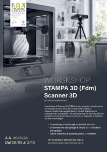 LOCANDINA WORKSHOP STAMPA 3D E SCANNER 3D 2026